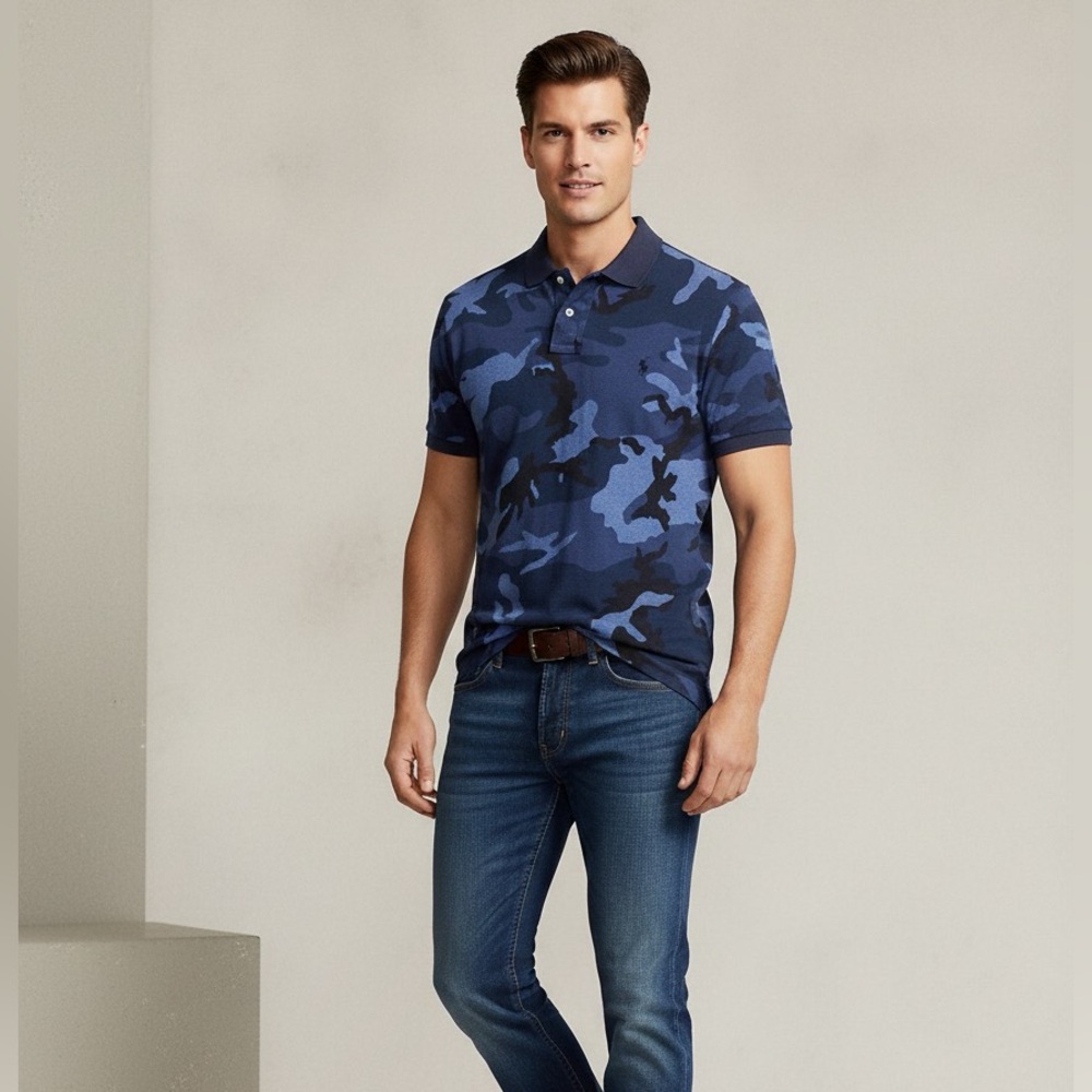 Ralph Lauren Men's Navy Camouflage Polo Shirt